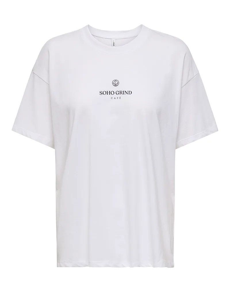 ONLY ONLVIVVI S/S LOVELY TOP JRS 15346761-Bright WhiteEspresso exotic roots White
