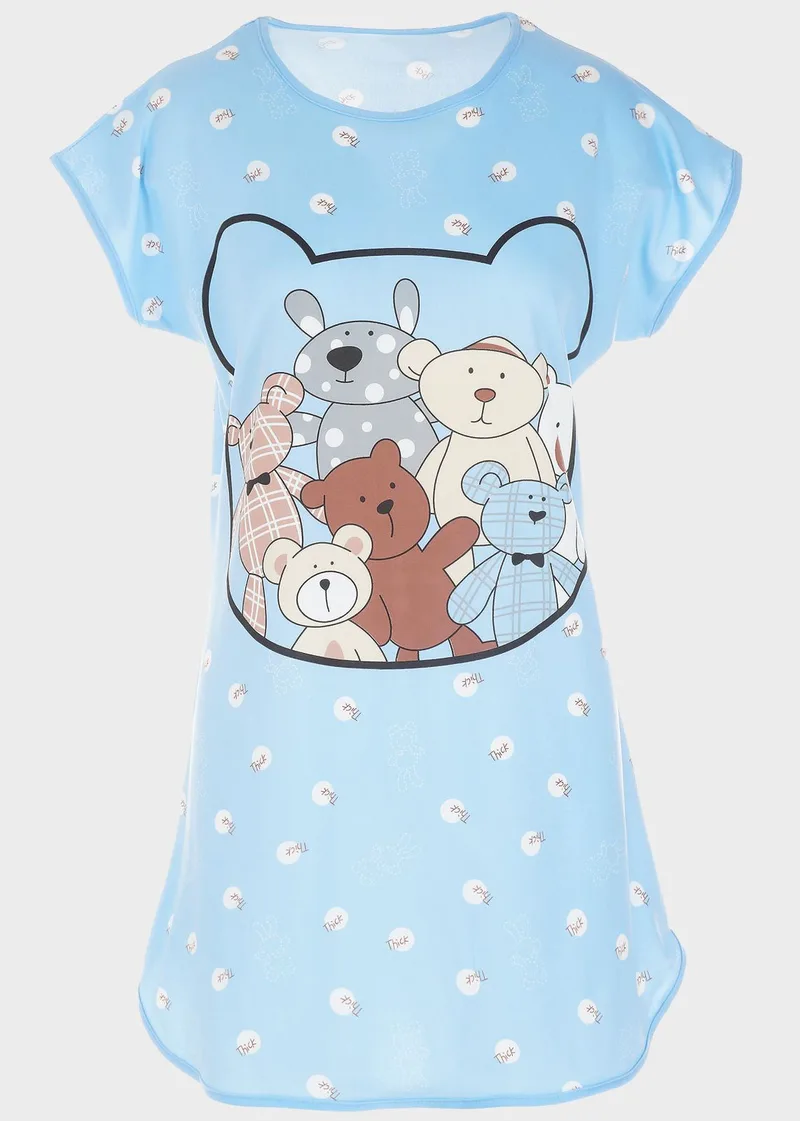 Γυναικείο νυχτικό all print bears ΣΙΕΛ