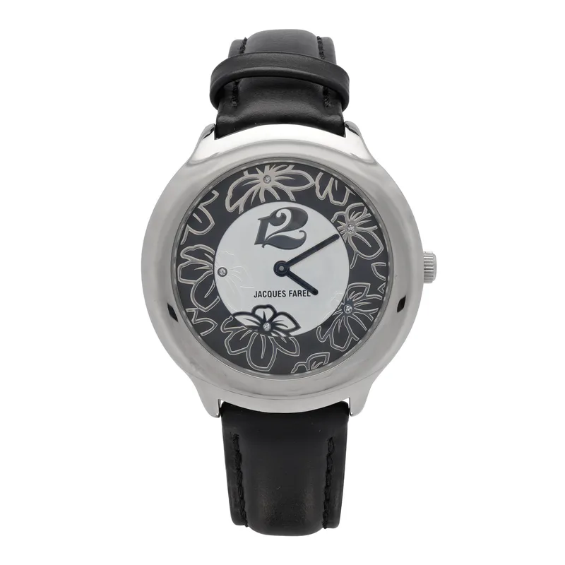 JACQUES FAREL Βlack Leather Strap FUN8181