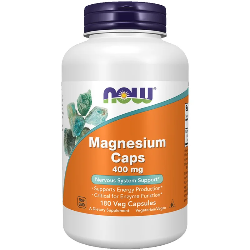 Now Foods Magnesium 400mg Συμπλήρωμα Διατροφής Στοιχειακού Μαγνησίου από Τρείς Διαφορετικές Μορφές για την Υποστήριξη του Νευρικού Συστήματος, της Παραγωγής Ενέργειας & τη Σωστή Λειτουργία των Ενζύμων 180veg.caps