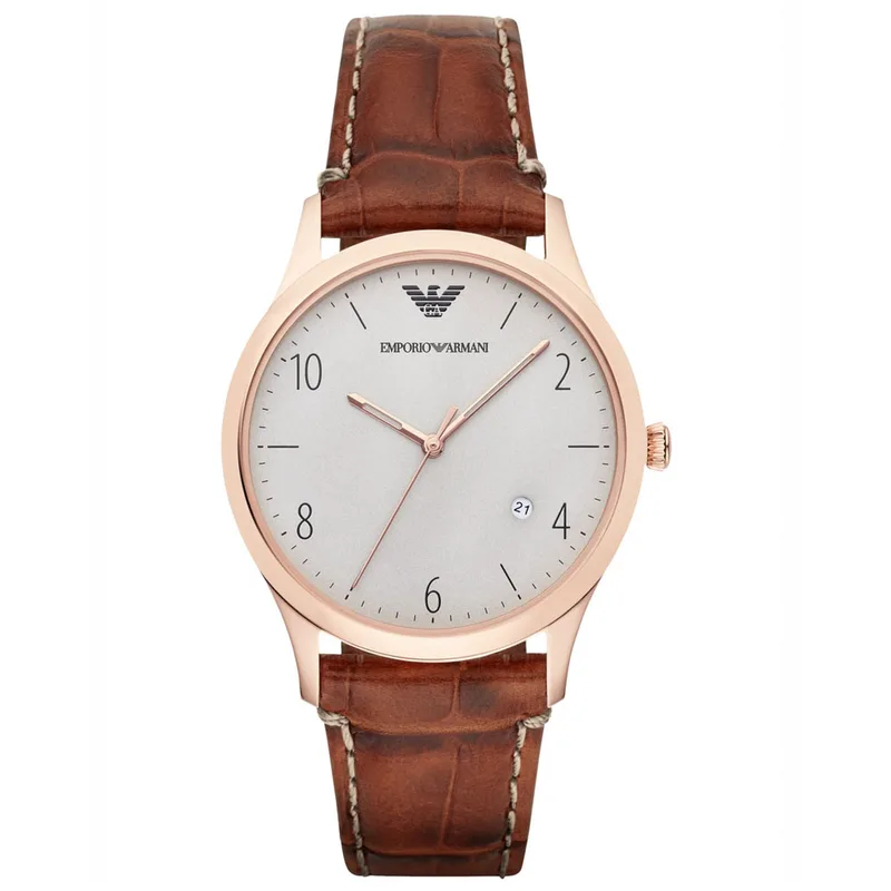 Emporio Armani Grey Dial Cognac Lather Men’s Watch AR1866