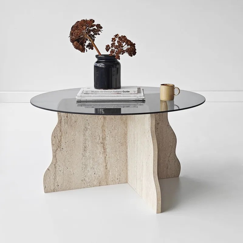 Τραπεζάκι Σαλονιού Butterfly - Travertine, Fume 552Nos2602 (75x40x75 cm)