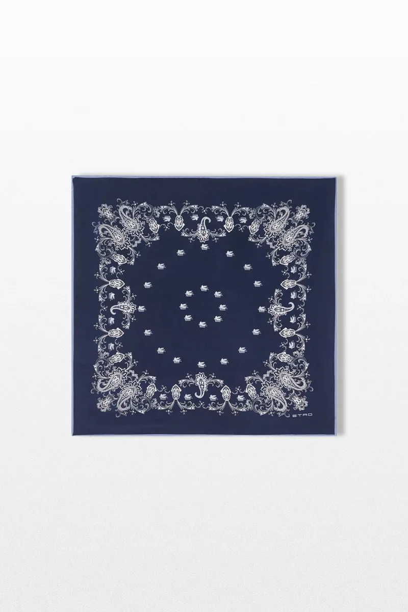ETRO Ανδρικό Μπλε Placed Printed Scarf