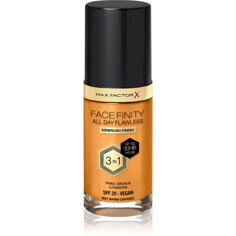 Max Factor Facefinity All Day Flawless μακράς διαρκείας μεικ απ SPF 20 απόχρωση 87 Warm Caramel 30 ml