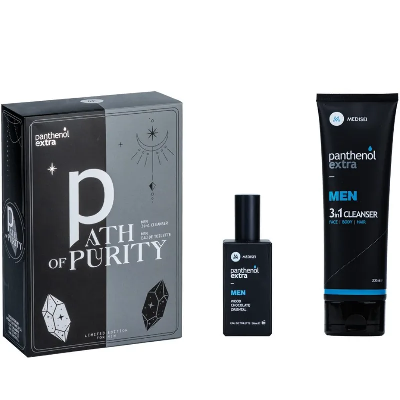 Panthenol Extra Promo Men Wood, Chocolate & Oriental eau de Toilette 50ml & 3in1 Face, Body & Hair Cleanser 200ml