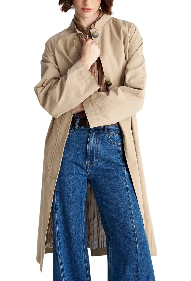 Καμπαρντίνα Ale Midi Με Μυτερό Γιακά 8922997-BEIGE Γυναικείο