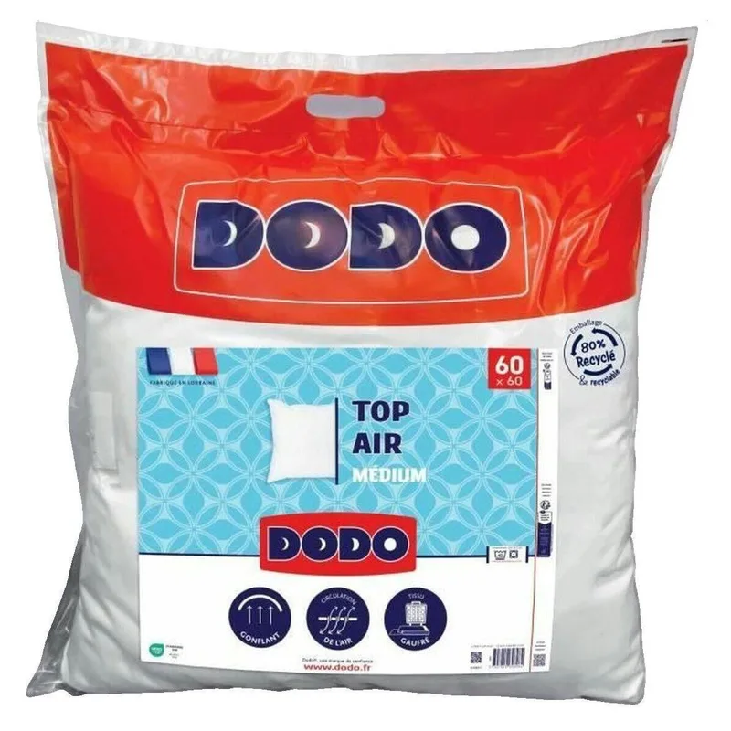Dodo Oreiller MEDIUM TOP AIR Confort Blanc 60x60 cm