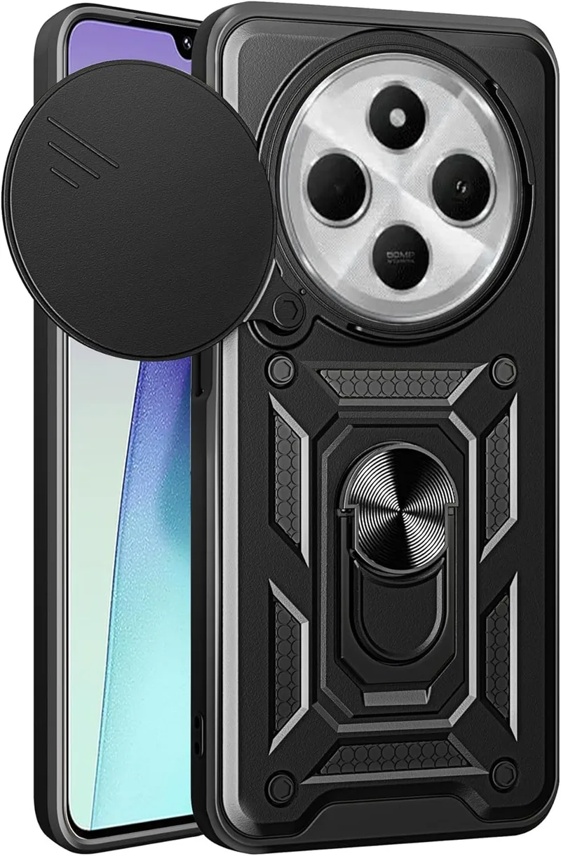 Θήκη Xiaomi Redmi 14C / Poco C75 Tech-Protect Camshield Pro Ανθεκτική με Κάλυμμα για την Κάμερα & Ring Holder - Black (5906302371051)