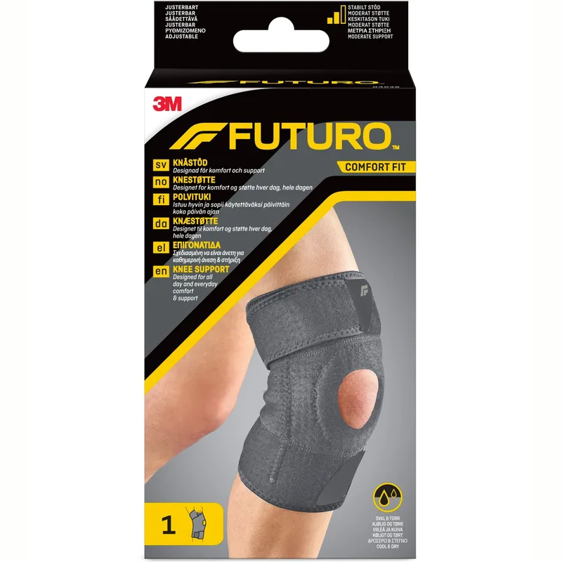 3M Futuro Comfort Fit Ρυθμιζόμενη Επιγονατίδα για Καθημερινή Άνεση & Στήριξη Γκρι One Size 1 Τεμάχιο, Κωδ 04039