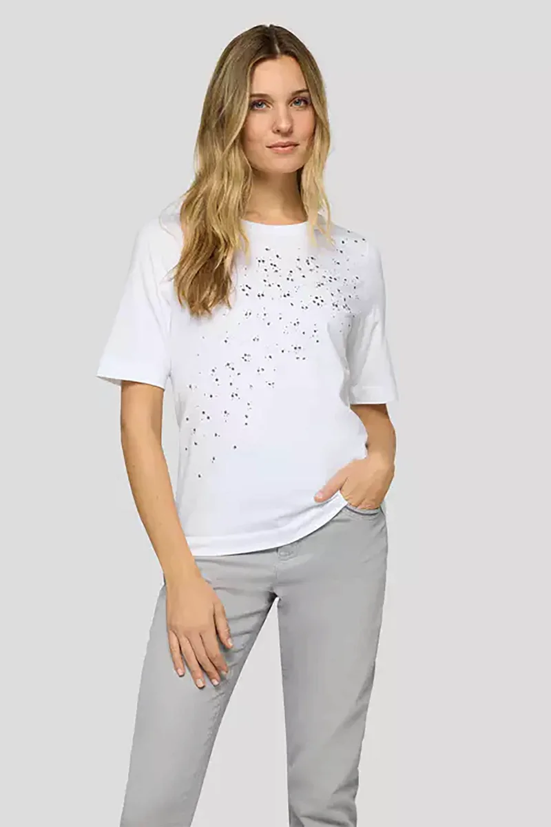Rabe γυναικείο T-shirt με στρας - 56-117311 Λευκό