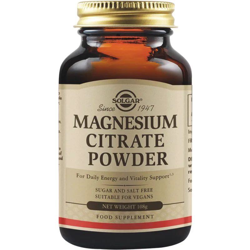 Solgar Magnesium Citrate Powder Συμπλήρωμα Διατροφής Μαγνησίου Κιτρικής Μορφής για την Καλή Λειτουργία των Μυών, Νευρικού Συστήματος & Μείωση Κούρασης & Κόπωσης σε Σκόνη 108g