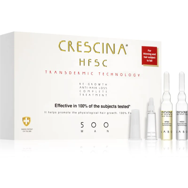 Crescina Transdermic 500 Re-Growth and Anti-Hair Loss θεραπεία ανάπτυξης μαλλιών κατά της τριχόπτωσης για άντρες 20x3,5 ml