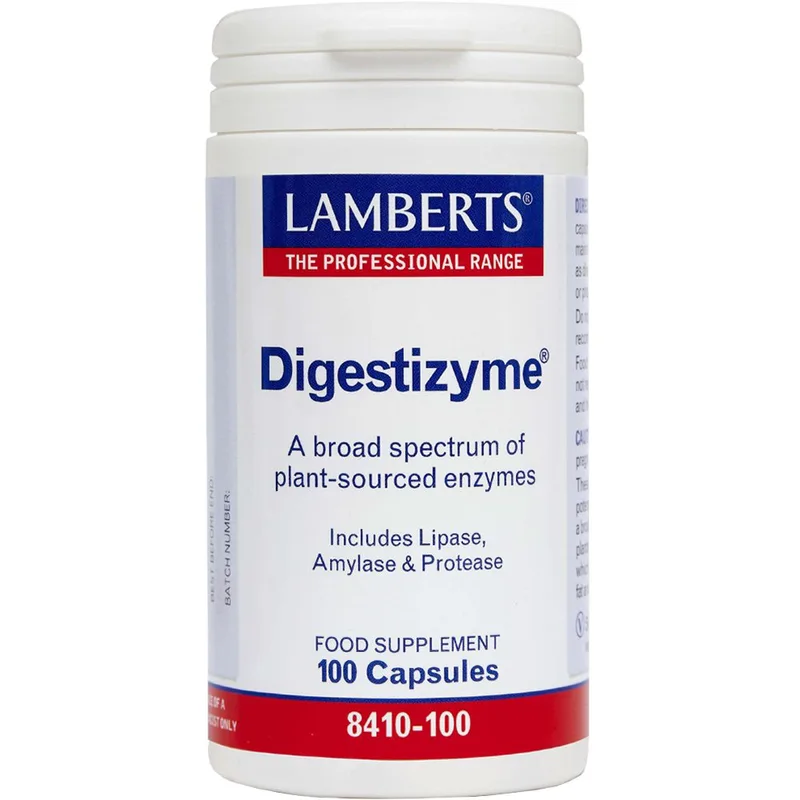 Lamberts Digestizyme Συμπλήρωμα Διατροφής με Υψηλής Ισχύος Σύμπλεγμα Πεπτικών Ενζύμων Φυτικής Προελεύσεως για τη Σωστή Λειτουργία του Γαστρεντερικού 100caps