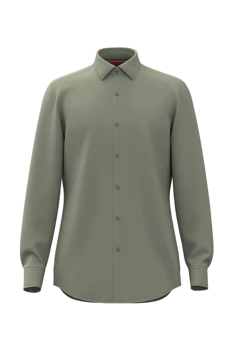 Hugo Boss ανδρικό πουκάμισο μονόχρωμο Slim Fit "Kenno" - 50484023 Πράσινο Μέντας