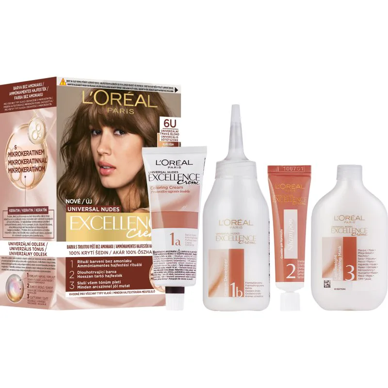 L’Oréal Paris Excellence Universal Nudes μόνιμη βαφή μαλλιών απόχρωση 6U 1 τμχ