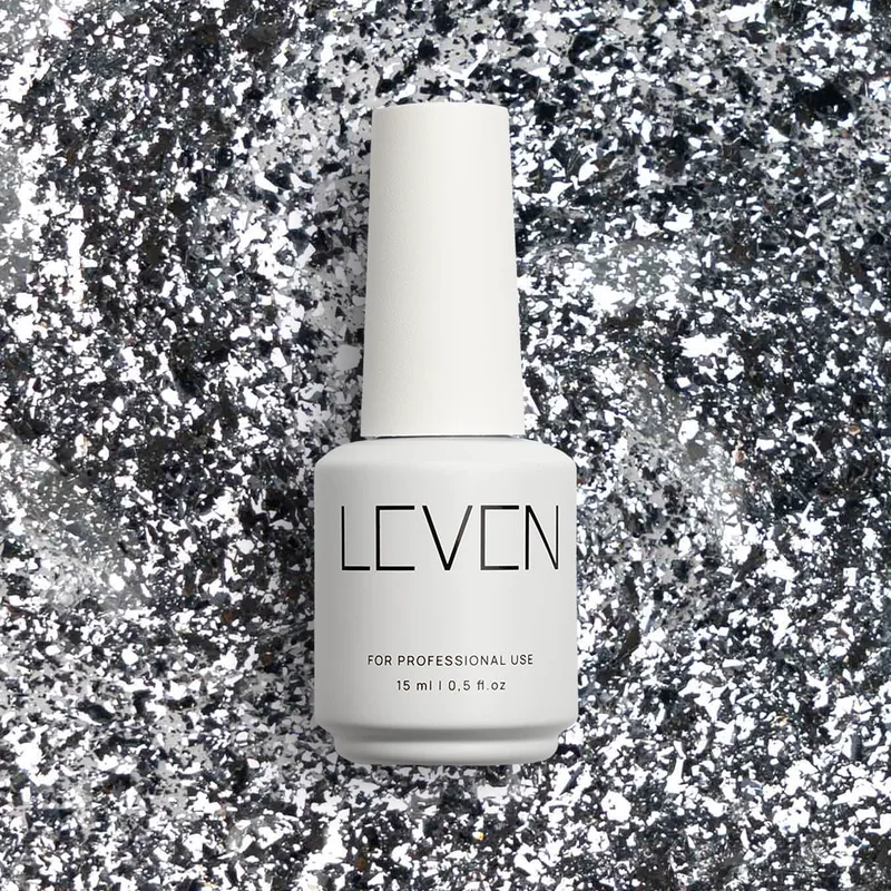 Leven | Ημιμόνιμο βερνίκι με glitter/shimmer 15ml no. G013 Silver