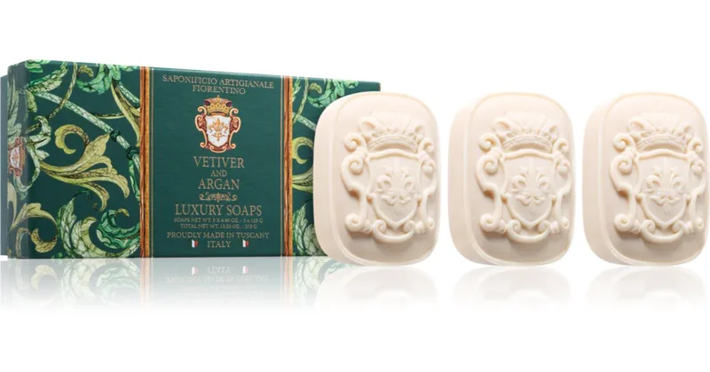 Saponificio Artigianale Fiorentino Vetiver and Argan Set solid soap set 3×125 g
