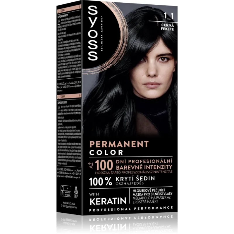 Syoss Permanent Color μόνιμη βαφή μαλλιών απόχρωση 1_1 Black 1 τμχ