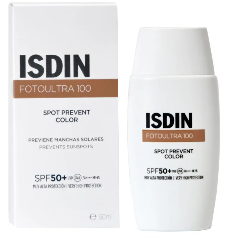 Isdin Fotoultra 100 Spot Prevent Color Spf50+ Αντηλιακό Προσώπου με Χρώμα με Πολύ Υψηλή Προστασία που Προλαμβάνει τα Σημάδια που Προκαλούνται από τον Ήλιο 50ml