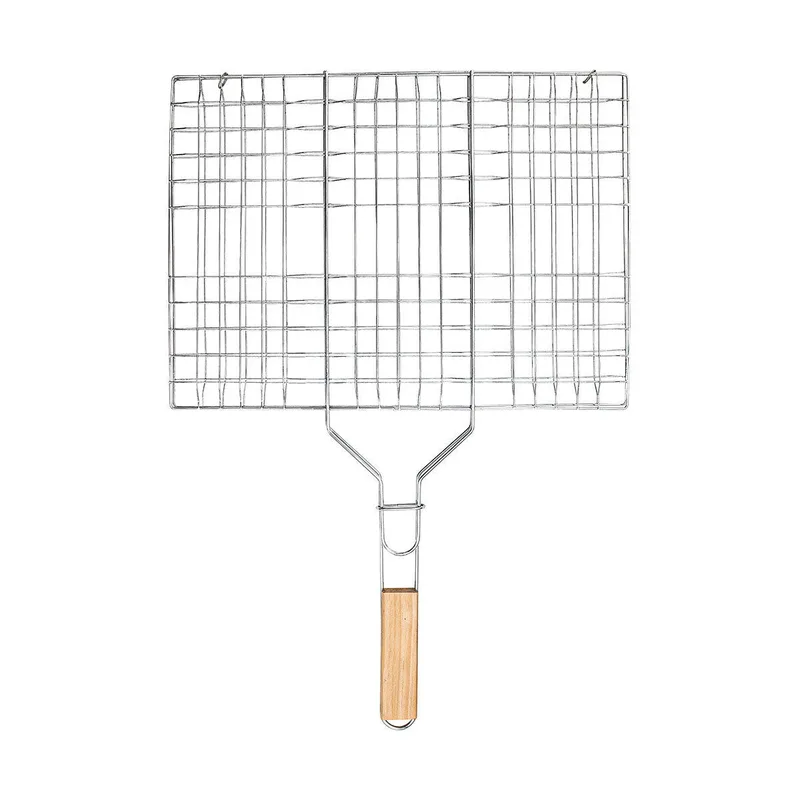Σχάρα Ψησίματος Barbecue Μεταλλική 60X40Cm Με Ξύλινη Λαβή