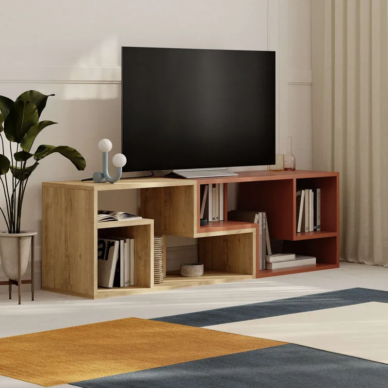 Έπιπλο Τηλεόρασης Glis - Sapphire Oak, Cinnamon 776Hms3143 (145x44,8x35 cm)