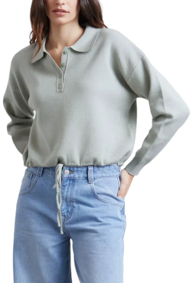 Μπλούζα Μακρυμάνικη 24 Colours With Polo Collar 41172b-GREEN Γυναικείο