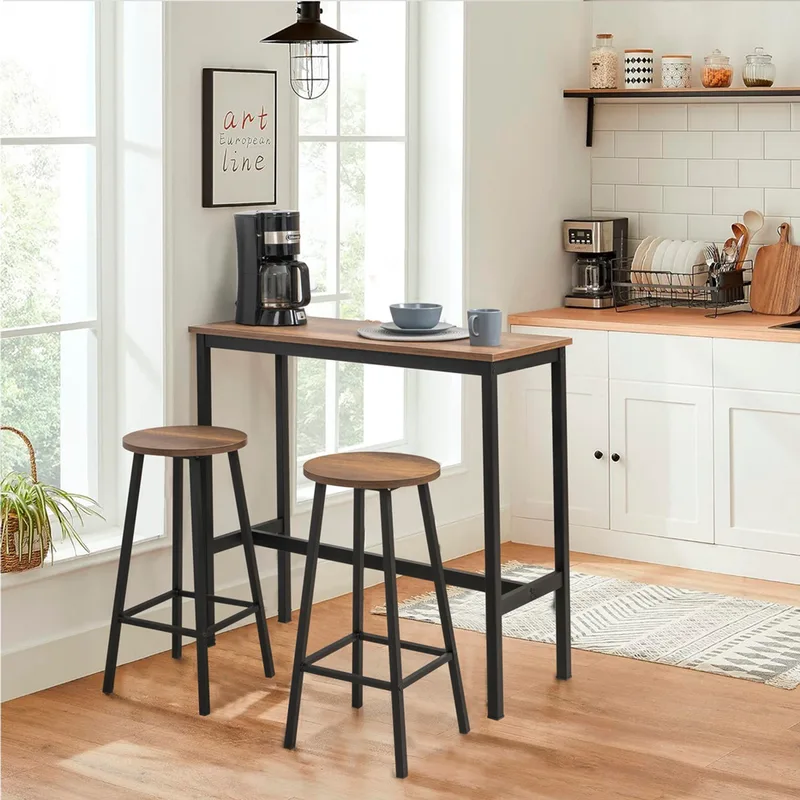 Σετ Τραπέζι Μπαρ Με 2 Σκαμπό Mola Set 100 - Barok Black 869Vel1408 (100x90x40 cm)