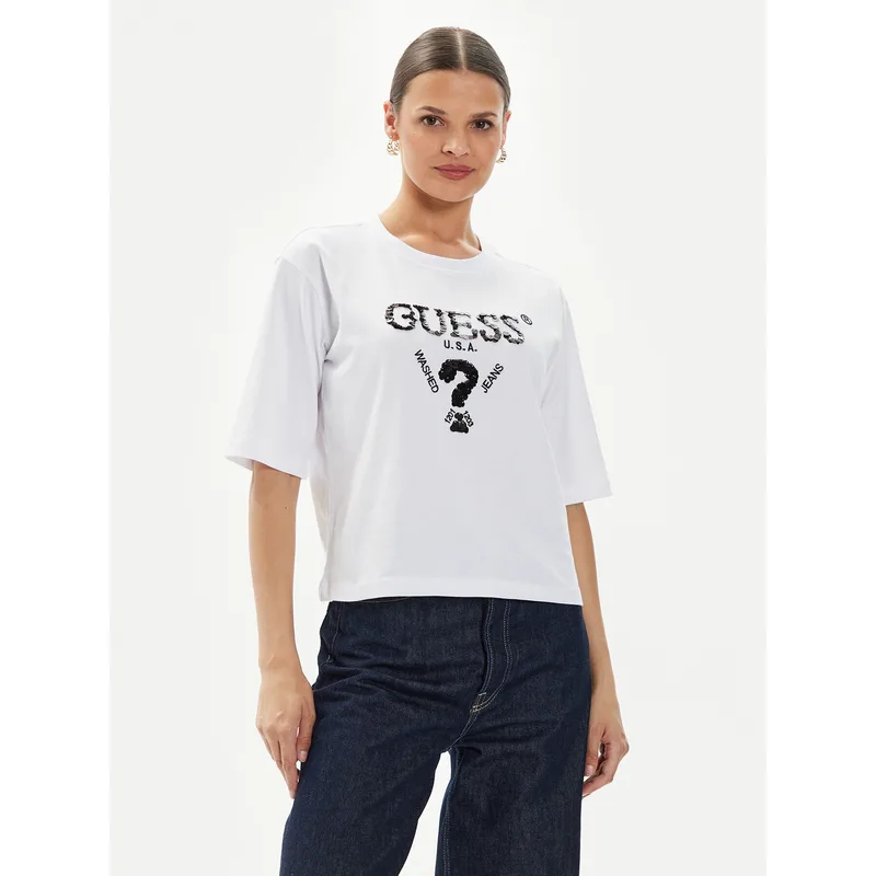 Guess T-Shirt Aurelie V4YI06 I3Z14 Λευκό Boxy Fit
