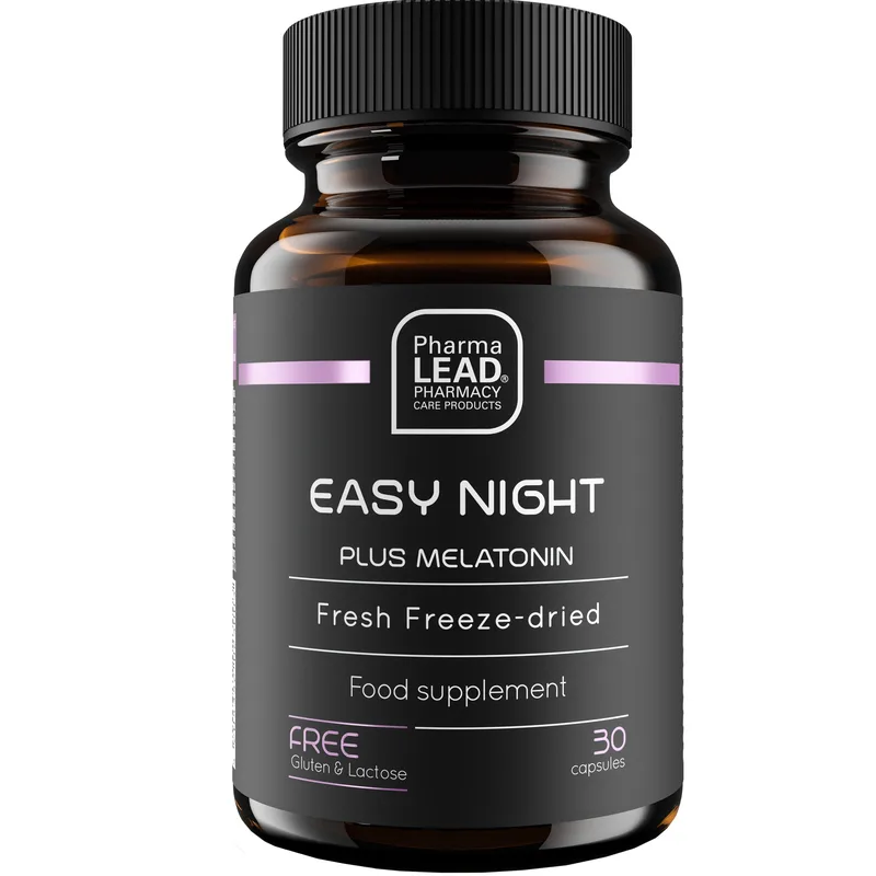 Pharmalead Black Range Easy Night Plus Melatonin Συμπλήρωμα Διατροφής Μελατονίνης, Εκχυλίσματος Βοτάνων, Βιοτίνης & Αμινιοξέος Τρυπτοφάνης για Γρηγορότερο, Ποιοτικότερο Ύπνο & Ανακούφιση από το Jet Lag 30caps