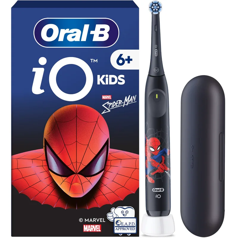 Oral-B iO Kids Spiderman 6+ Electric Toothbrush Ηλεκτρική Οδοντόβουρτσα με 3 Λειτουργίες Βουρτσίσματος & Χρονοδιακόπτη Μουσικής 2 Λεπτών για Παιδιά από 6 Ετών, & Θήκη Ταξιδίου 1 Τεμάχιο