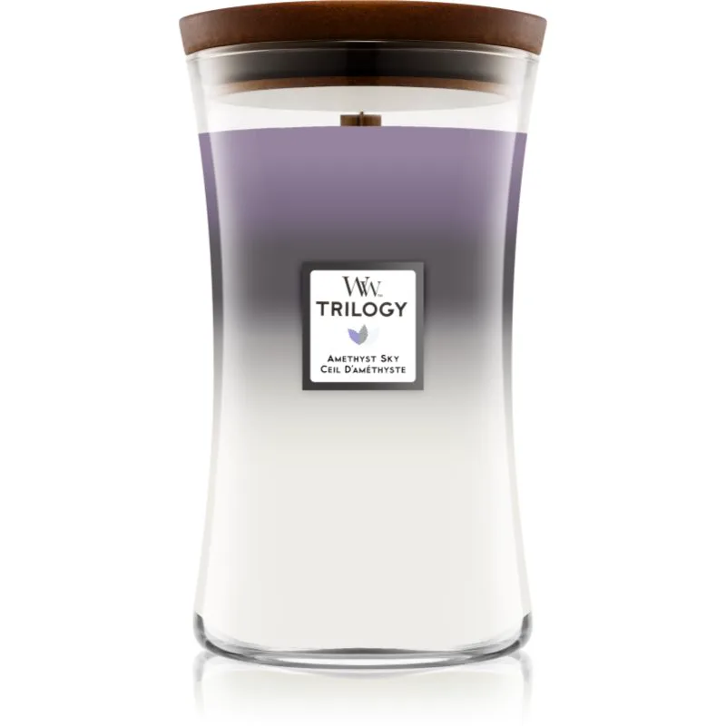 Woodwick Trilogy Amethyst Sky αρωματικό κερί με ξύλινο φιτίλι 609.5 γρ