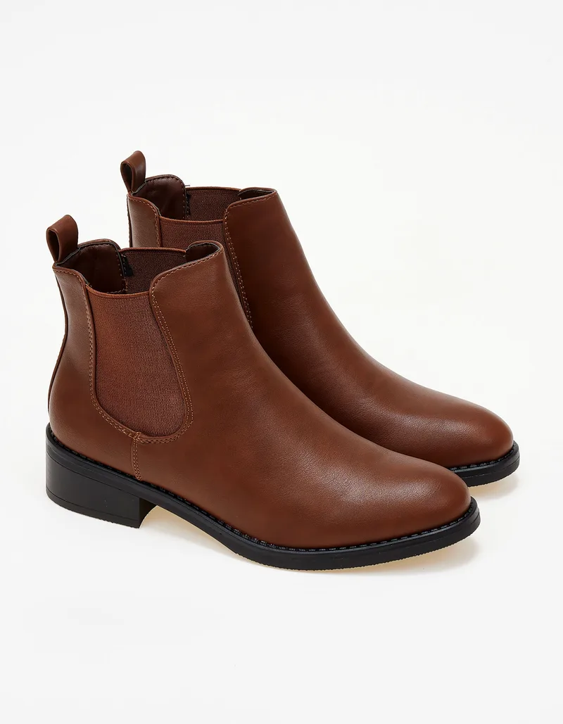 Χαμηλά ankle boots με λάστιχο - Κάμελ