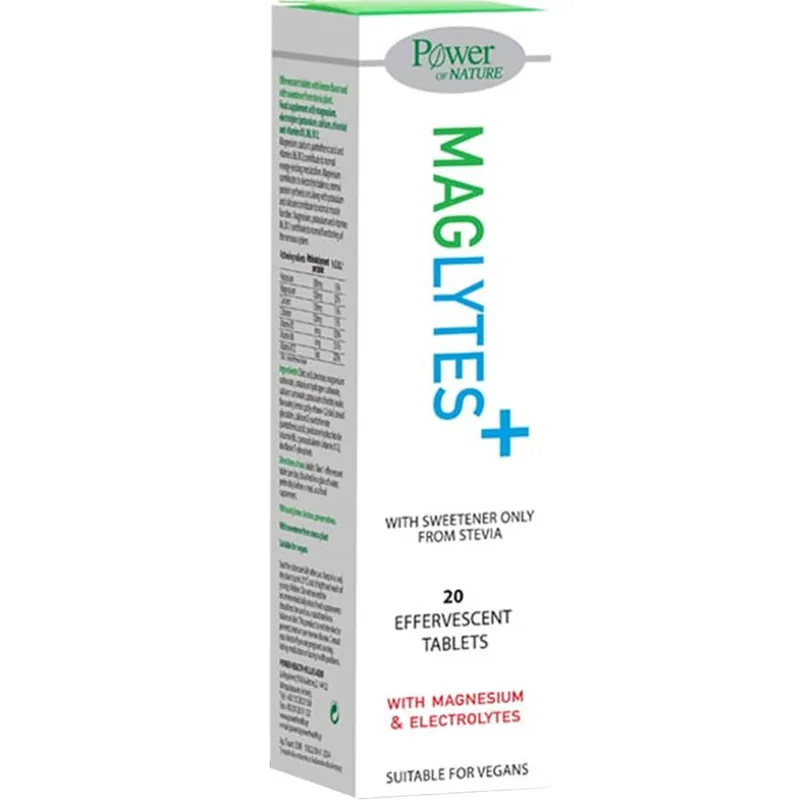 Power Health Maglytes with Magnesium & Electrolytes Συμπλήρωμα Διατροφής με Μαγνήσιο & Ηλεκτρολύτες για Ηλεκτρολυτική Ισορροπία & Καλή Λειτουργία του Νευρικού Συστήματος 20 Effer.tabs