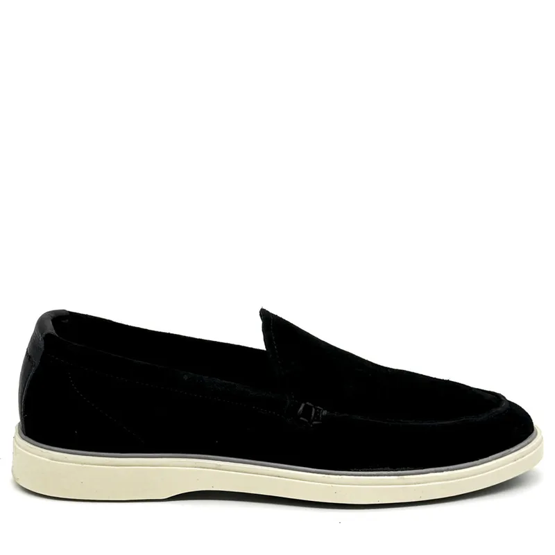 Ανδρικά Δερμάτινα Suede Χειροποίητα Loafers Μαύρα Diadoch 2542-BLACK