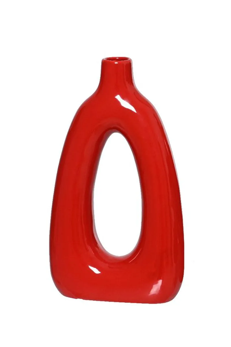 Βαζο Απο Πορσελανη Με Στενο Στομιο 18.5x6.8x32cm Κόκκινο Kaeming