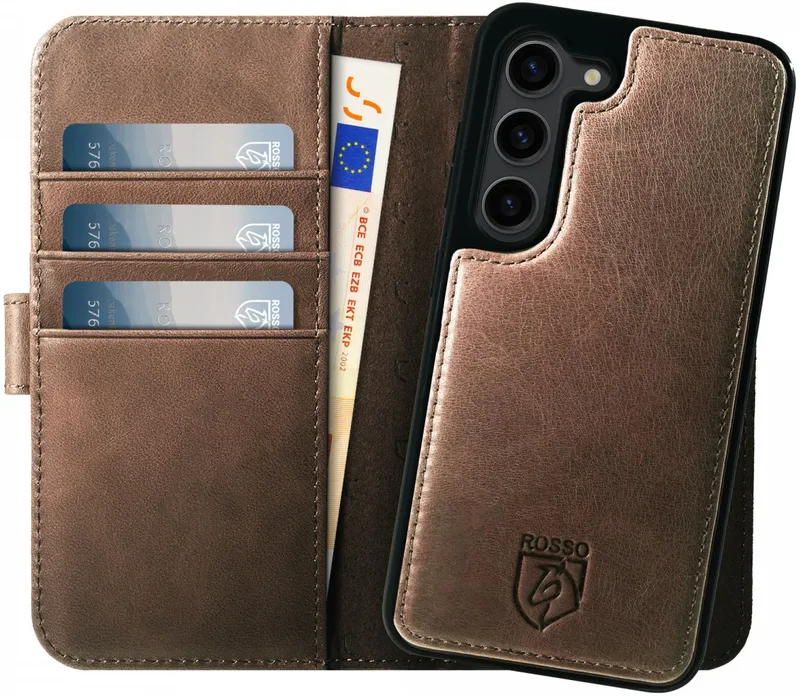 Κόκκινο Elite - MagSafe Δερμάτινη Θήκη / Πορτοφόλι - Samsung Galaxy S23 - Brown (8719246420139)