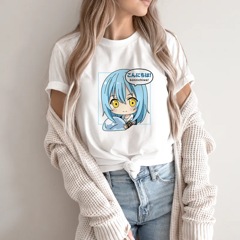 Blue Αnime - Organic Vegan T-Shirt Unisex - Λευκό - S