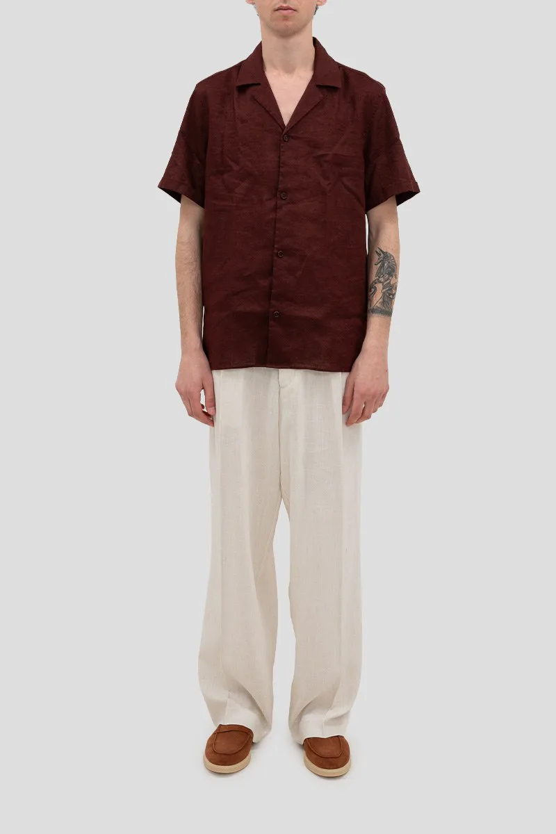 DRYKORN Ανδρικό Κόκκινο Short-sleeved Linen Shirt