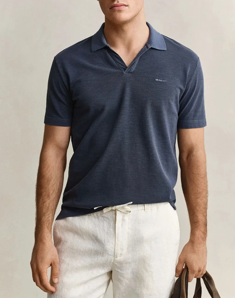 GANT ΜΠΛΟΥΖΑ ΚΜ WASHED SLUB SS POLO 3G2014106-433 DarkBlue