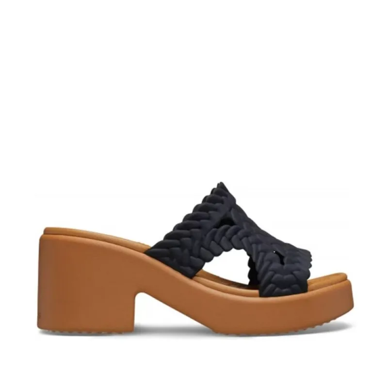 Crocs Brooklyn Woven 220589-03 Mules 7cm Μαύρο