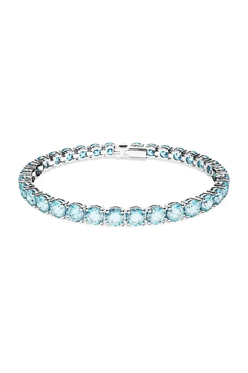 Swarovski γυναικείο βραχιόλι, στρογγυλή κοπή, μπλε, επιμετάλλωση ροδίου "Matrix Tennis" - 5648928
