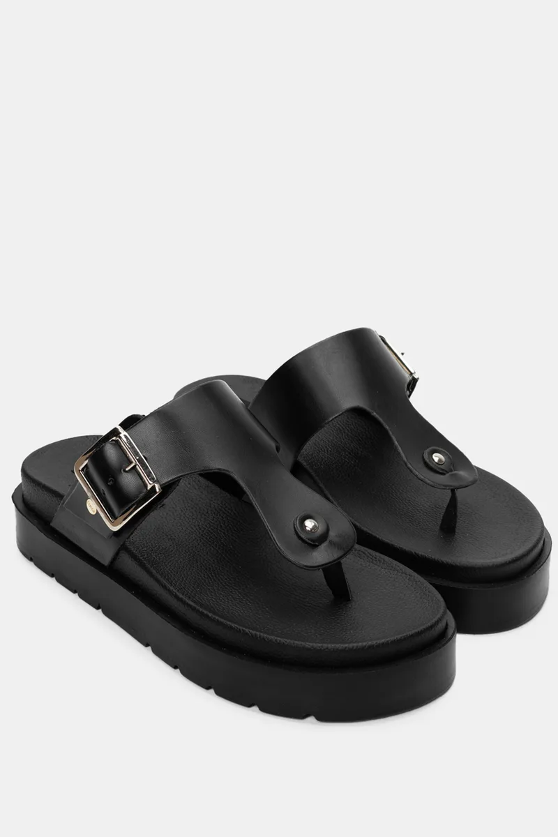 LUIGI DESIGN - Σανδάλια Flatform με Τόκα - Μαύρο