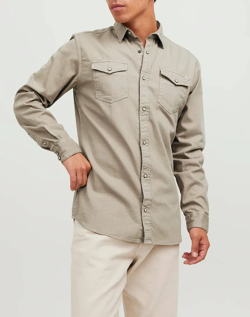 JACK&JONES ΠΟΥΚΑΜΙΣΟ JJESHERIDAN SHIRT L/S NOOS 12138115-Crockery Biege