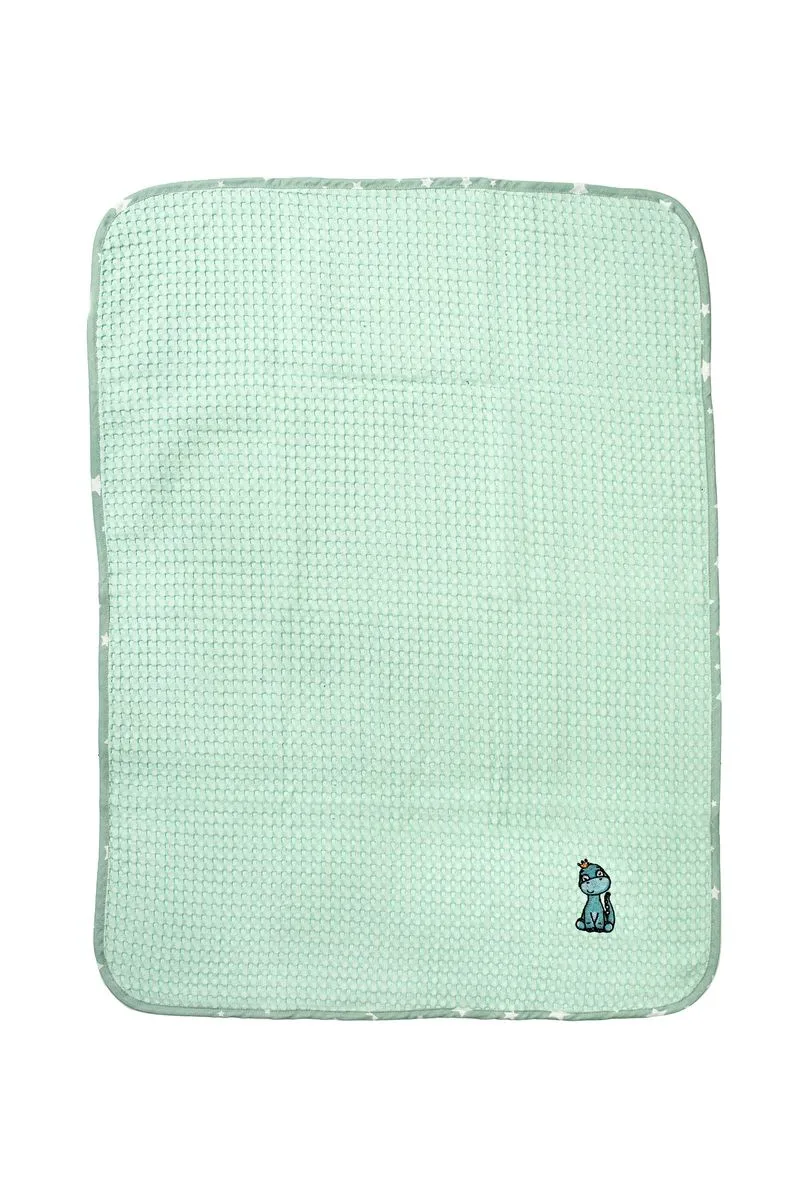 Κουβέρτα Πικέ Με Κέντημα bebe Dinosaur 182 100X160 Mint 100% Cotton