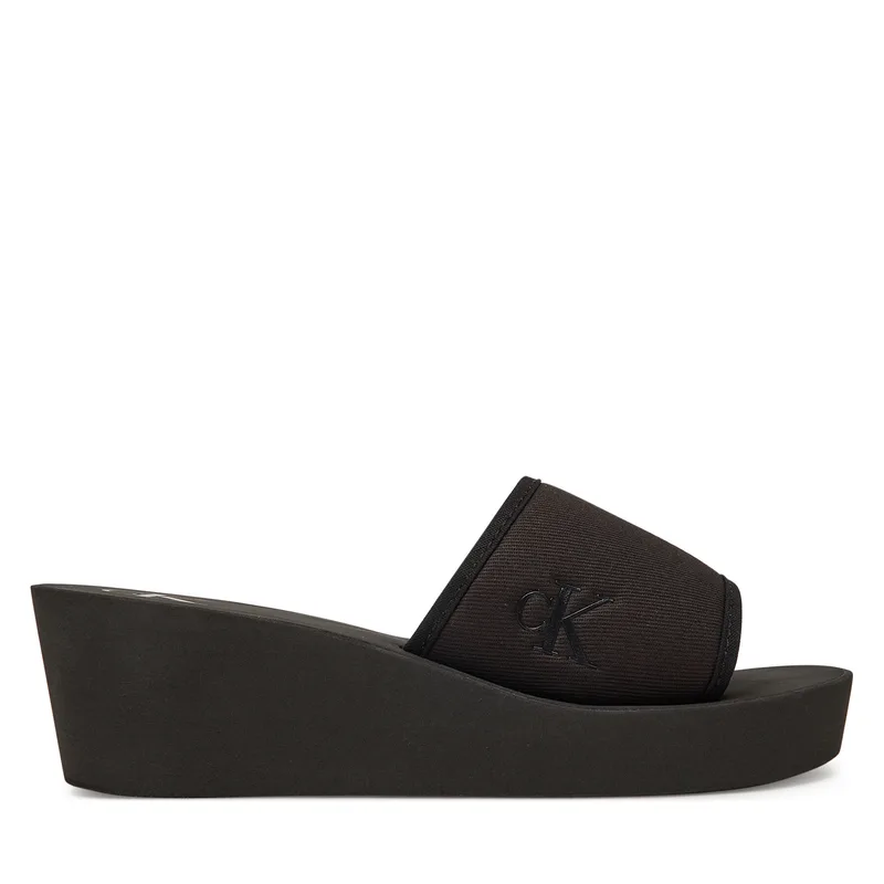 Παντόφλες Calvin Klein Jeans Beach Wedge Slide Canvas YW0YW01725 Μαύρο