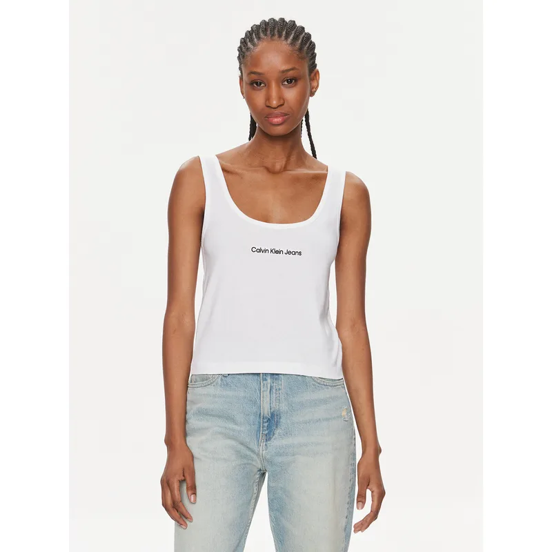 Calvin Klein Jeans Τοπ Institutional J20J221064 Λευκό Slim Fit