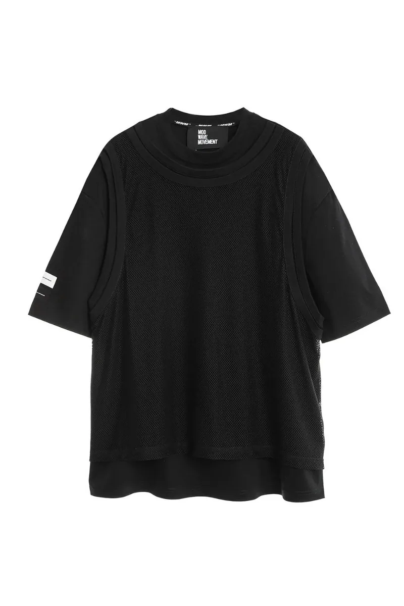 Mod Wave Movement MWM Oversize Net Layered Unisex T-Shirt - Μαύρο-MW092020347-BLACK