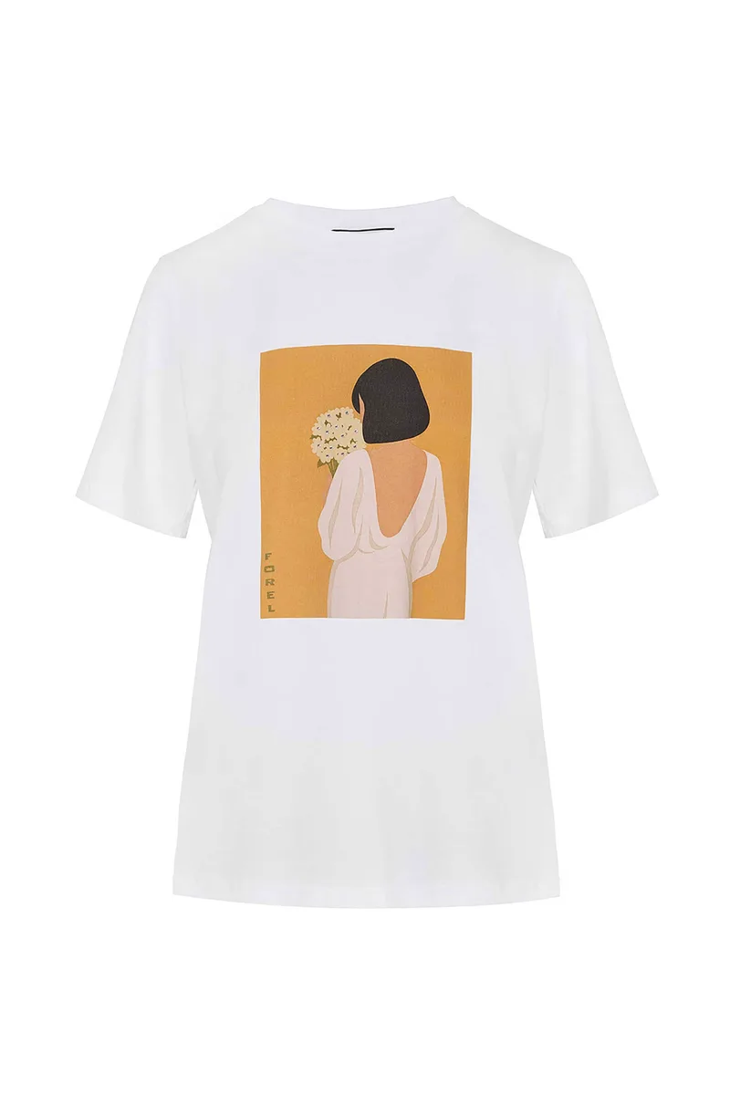 Forel γυναικείo T-shirt με print - 082.10.01.081 Λευκό