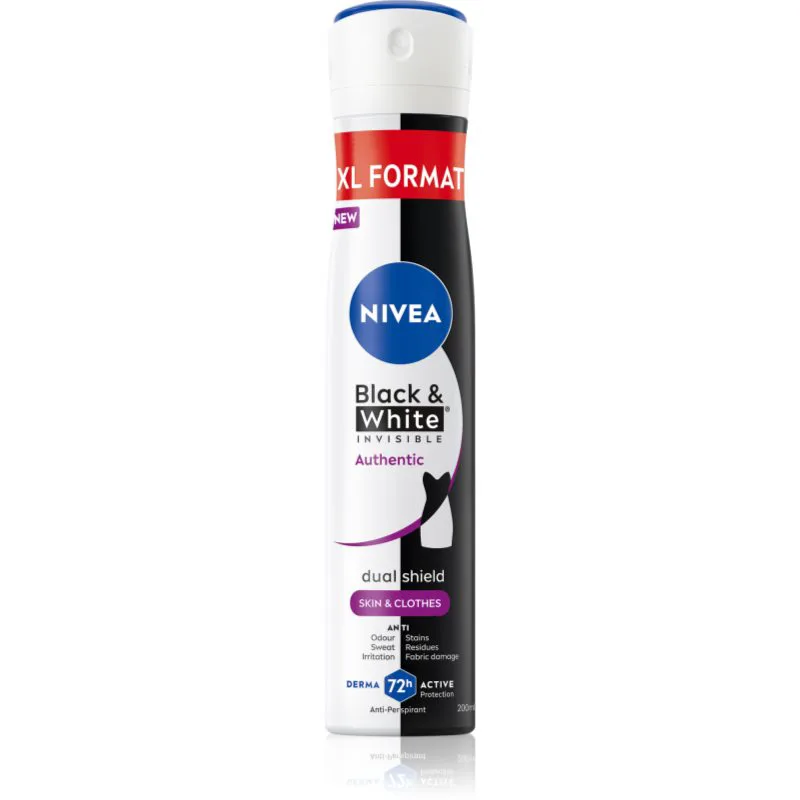 NIVEA Black & White Authentic αντιιδρωτικό σε σπρέι 72 ώρες 200 ml