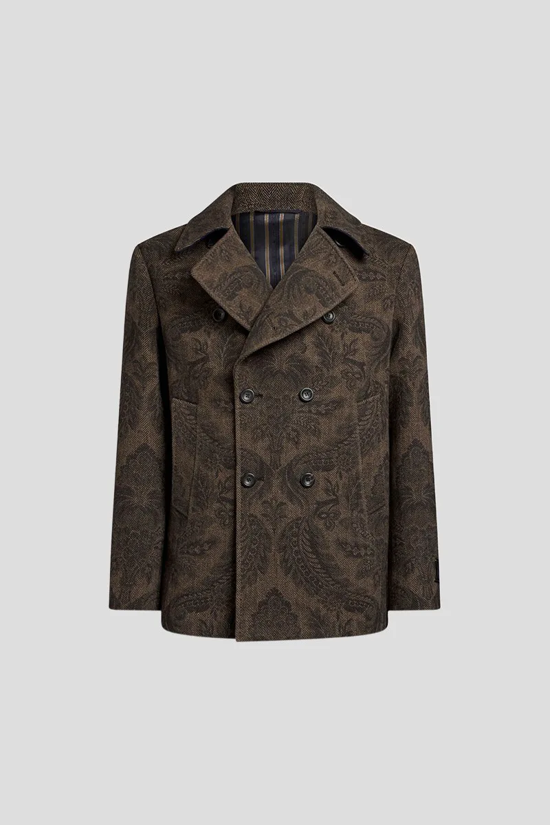 ETRO Ανδρικό Καφέ Double-Breasted Peacoat